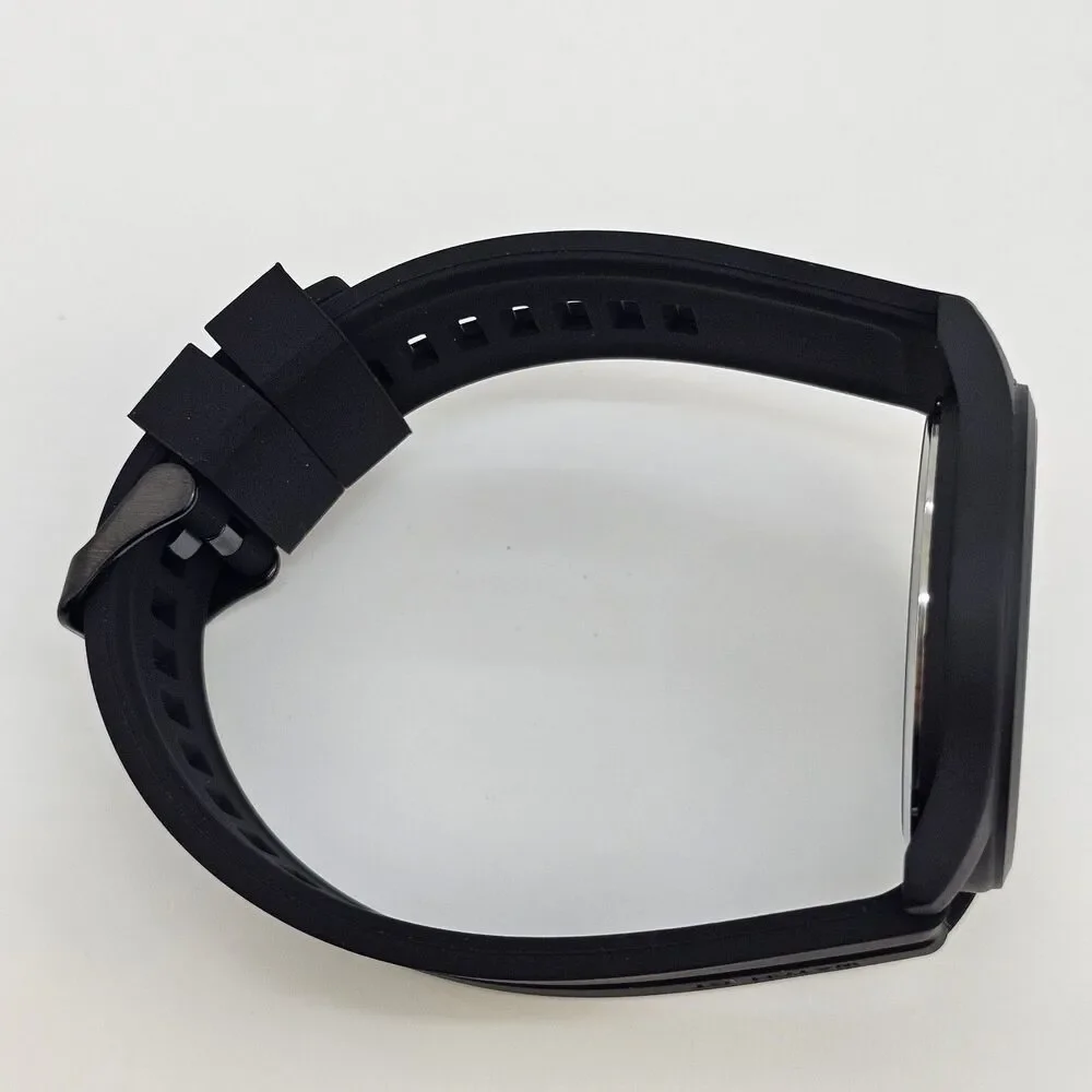 Men's Military Field Watch 42MM Black Case Black‎ Dial Black Plastic Band Straps